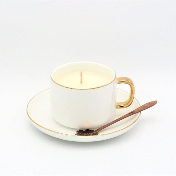 White Pastel Teacup Candle