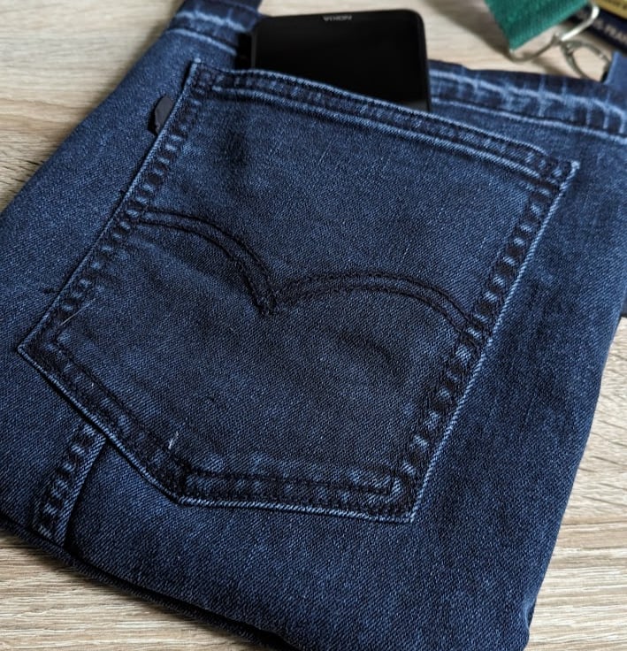 Recycled Inky Denim Cross Body Crossover Bag wi... Folksy