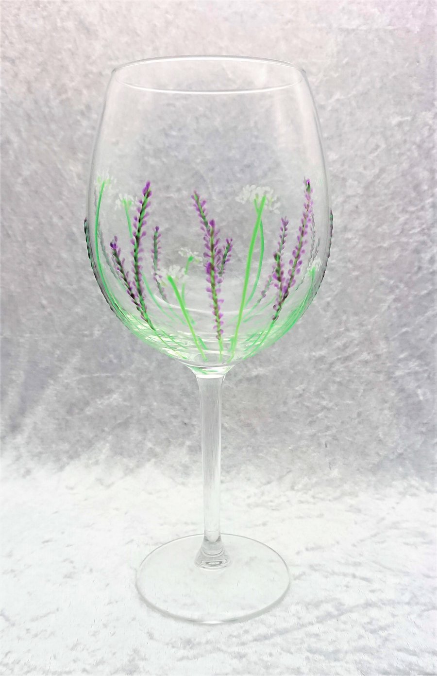 Hand-painted Lavender Large Wine Glass