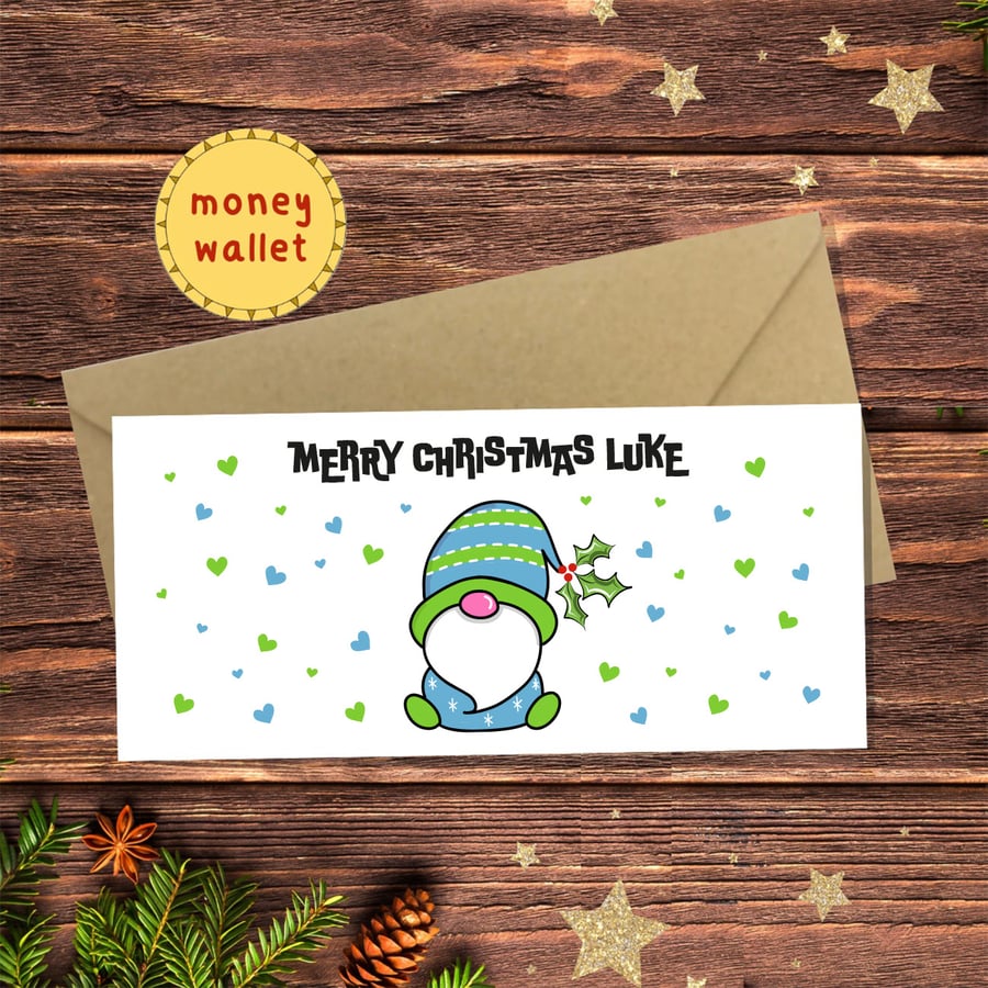 Christmas Gonk Money Wallet Card - cash gift, money envelope