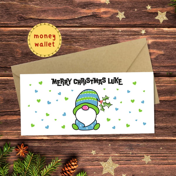 Christmas Gonk Money Wallet Card - cash gift, money envelope