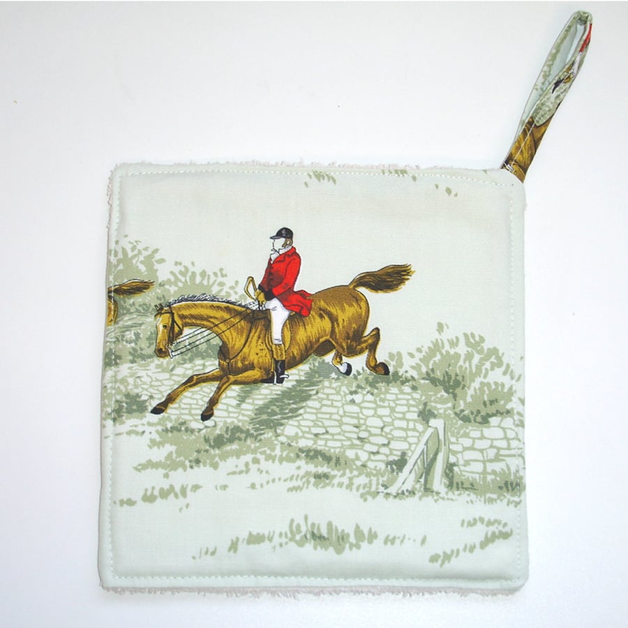 Pot Holder Potholder Grab Mat Kitchen Cookware Pad Fox Hunting Horse Jockey