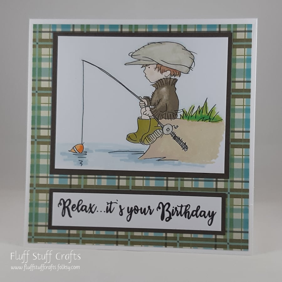 Handmade birthday card - fishing