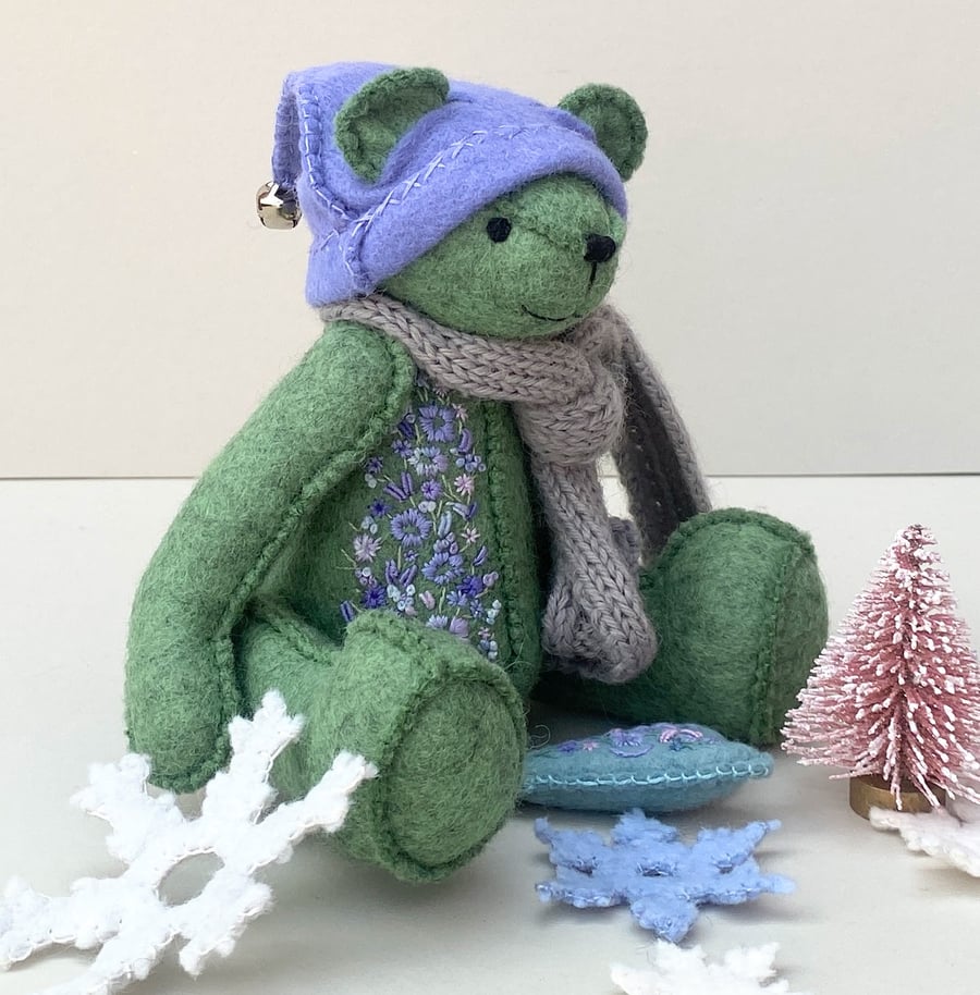 Christmas Elf teddy bear, handmade collectors artist bear