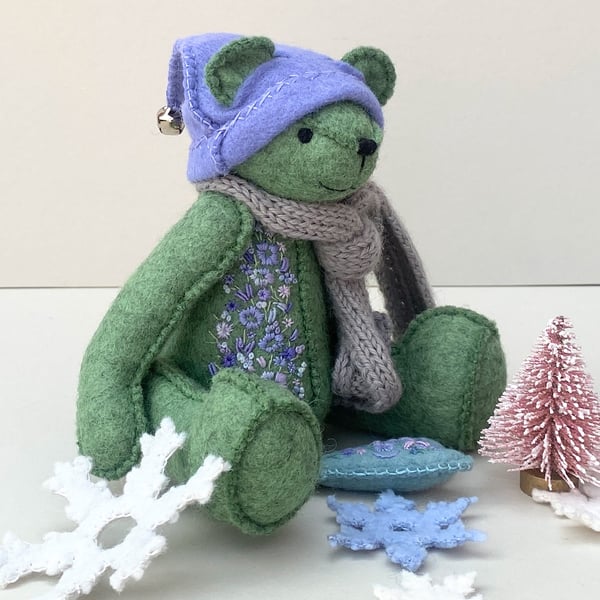 Christmas Elf teddy bear, handmade collectors artist bear