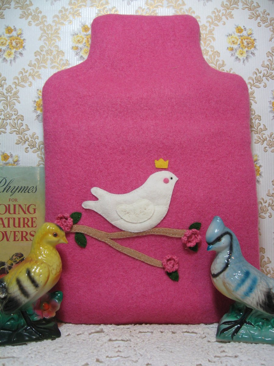 Vintage wool hot water bottle cosy