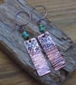 Aged copper oblong dangle earrings , boho style - Image 4