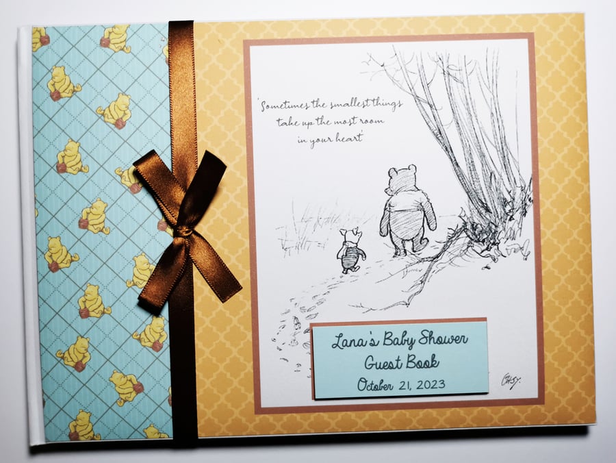 Classic Winnie the Pooh boy baby shower guest Book, baby shower gift