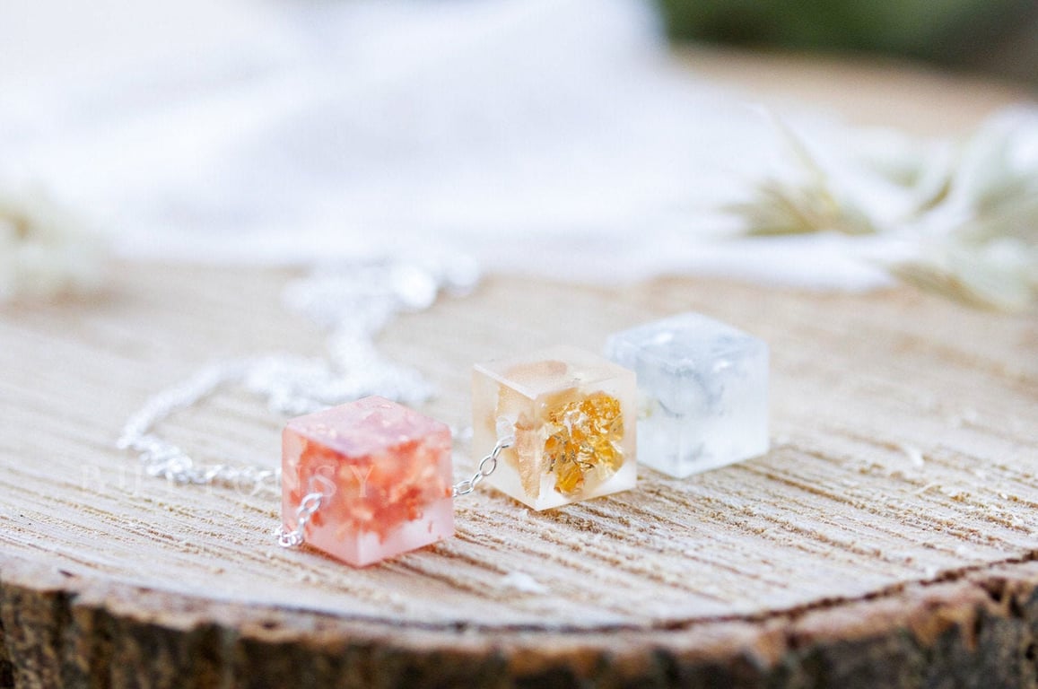 Geometric Necklace Silver Copper Gold Cube Necklace Sterling Silver Gifts for He
