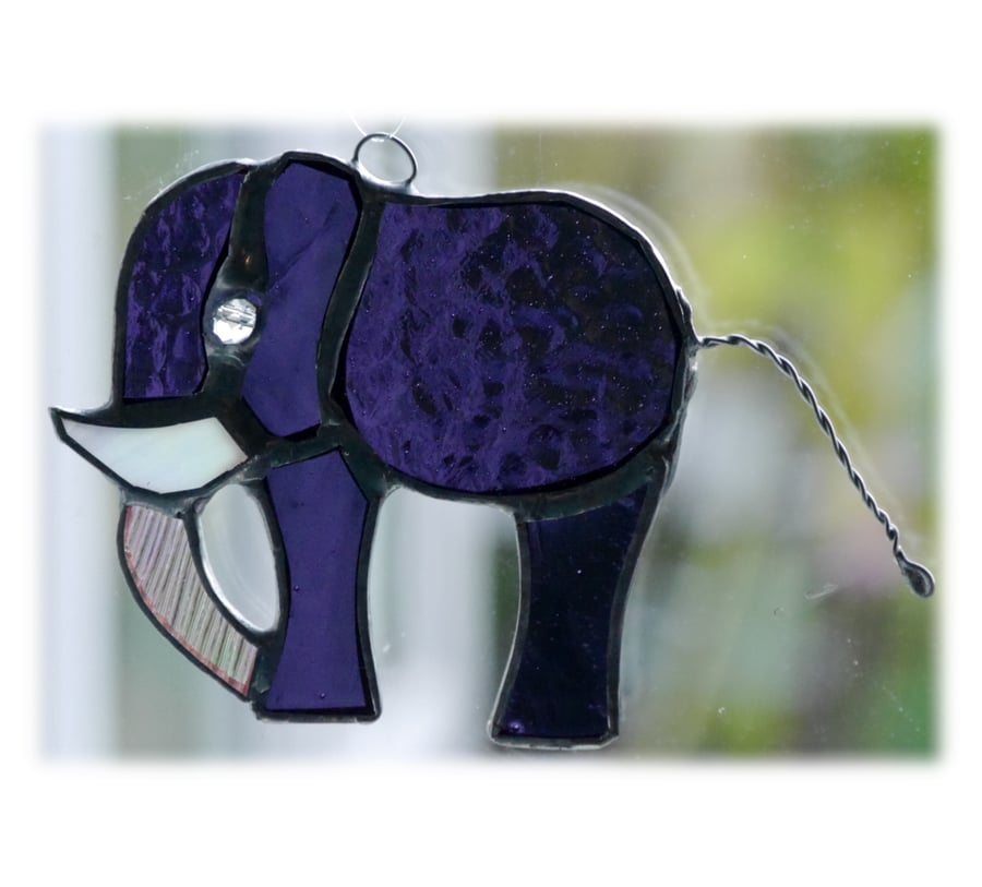 Elephant Suncatcher Stained Glass Purple 085