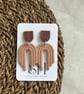 Boho Statement Jewellery - Textured Light Tan Rainbow Arch Earrings  - Image 1