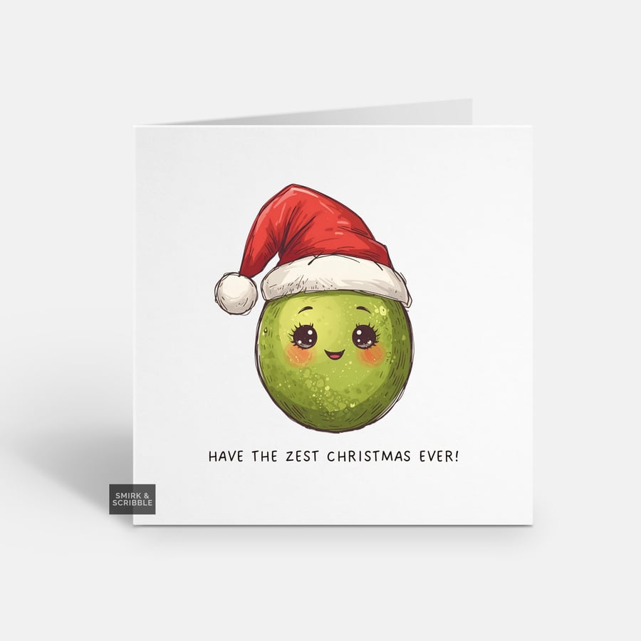 Unique Funny Christmas Card For Him Or Her - Cute Xmas Greeting - Lime