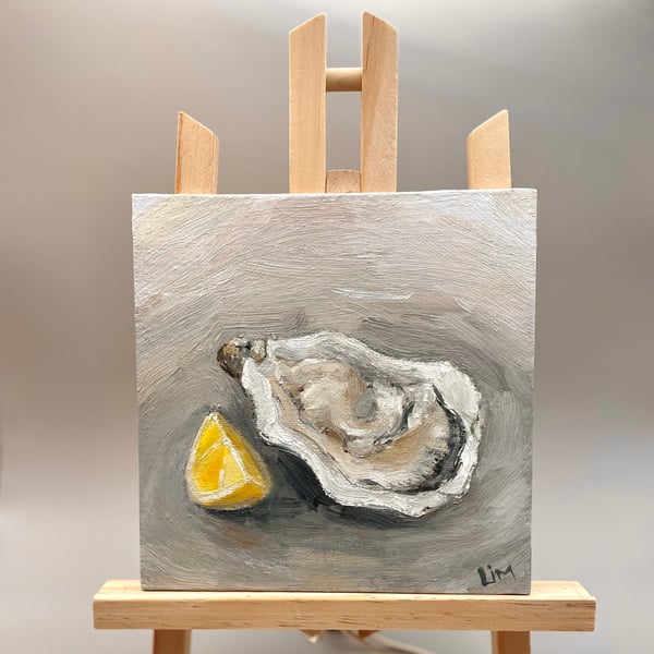 Oyster Shell Painting Food Original Oil Art Kitchen Wall Art Rustic Cabin Decor 