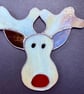 Stained glass reindeer suncatcher decoration in creamy browns with red nose - Image 8