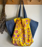 Vintage Fabric Roundelay retro print cotton Beach bag tote bag