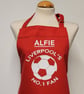Personalised Football Apron no.1 fan (9-12 yrs) - Made in England.  - Image 2