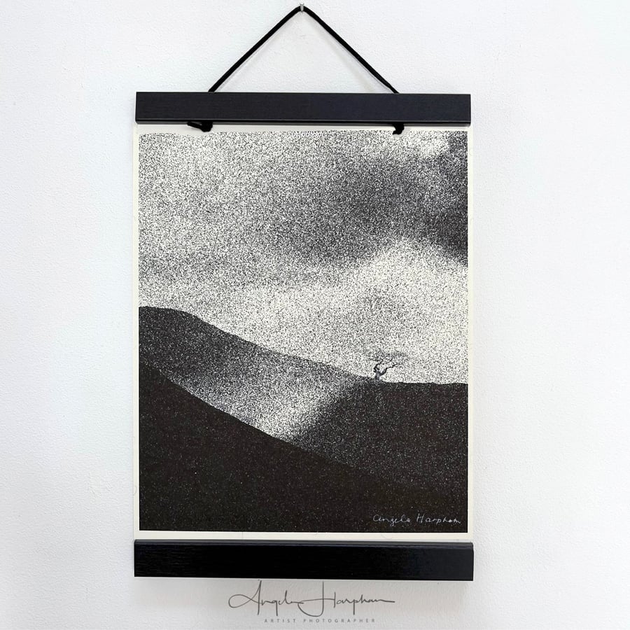 Digitally Enhanced Composite Photograph - Hills with Tree