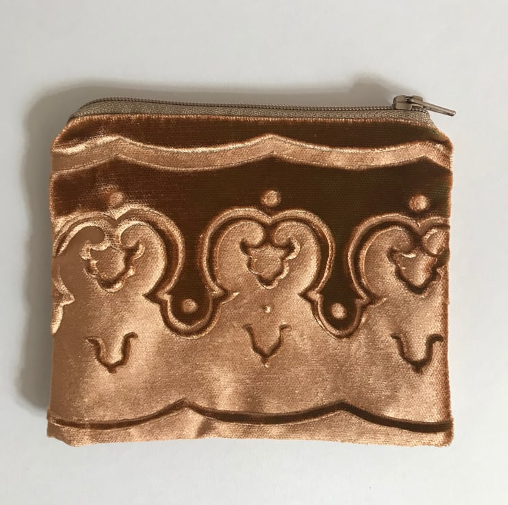 Gold border embossed velvet and linen zipped Folksy