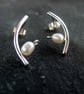 ARC Stud Fresh Water Pearl Sterling Silver Earrings  