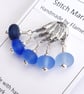 Lampwork Stitch Markers - Frosted Blue Gradient - Image 2