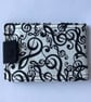 White and Black treble Clef Print Wallet Card Holder Stud Fastening