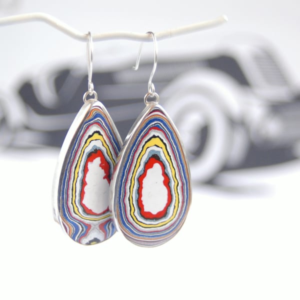 Large kenworth fordite earrings