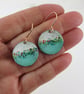 Copper Textured Dangle Earrings in Jade and White with Colourful Glass Sprinkles - Image 2