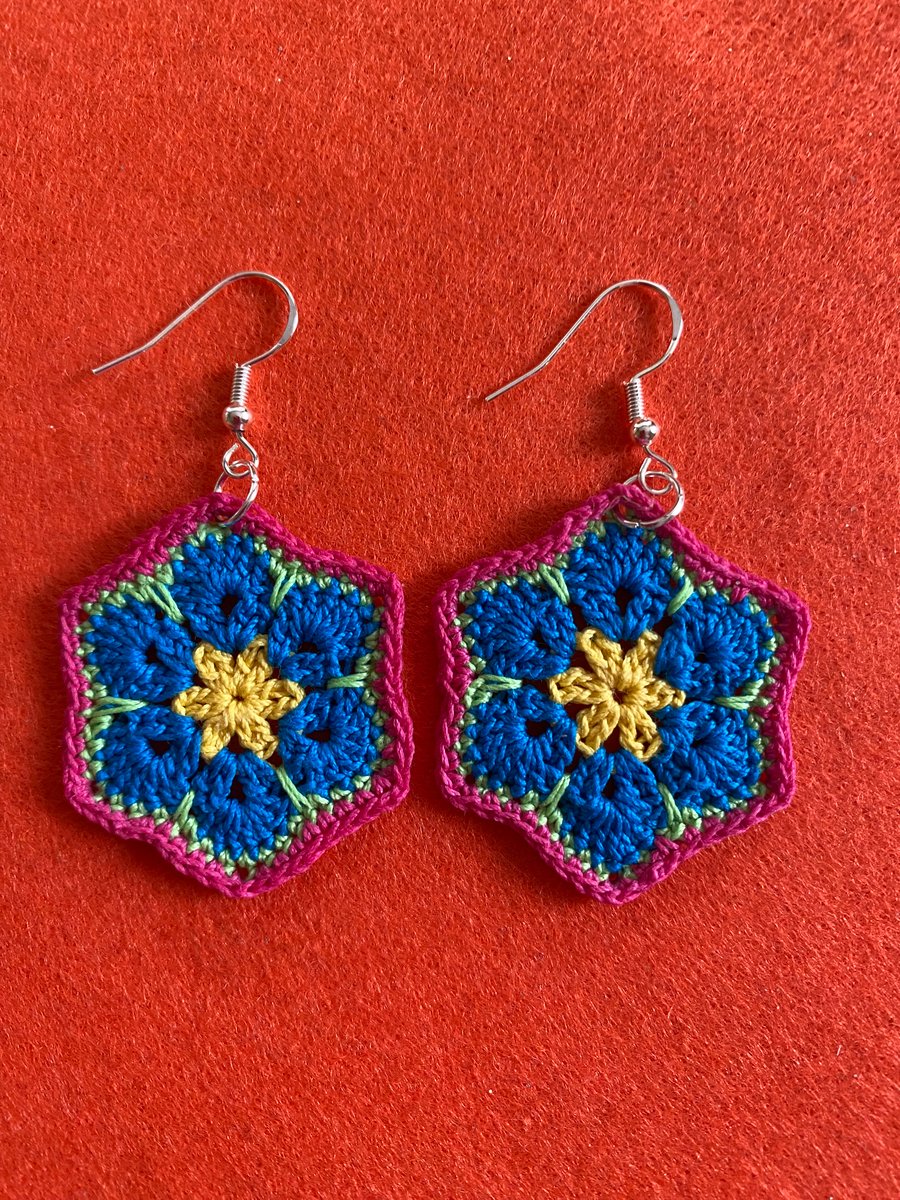 Handmade Crocheted African Style Earrings