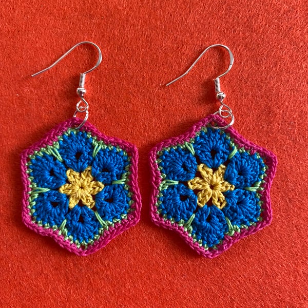 Handmade Crocheted African Style Earrings
