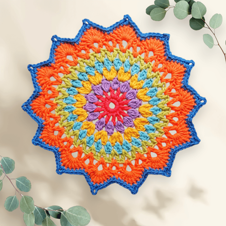 set of 2 colourful crochet mandala doilies