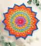 set of 2 colourful crochet mandala doilies - Image 2