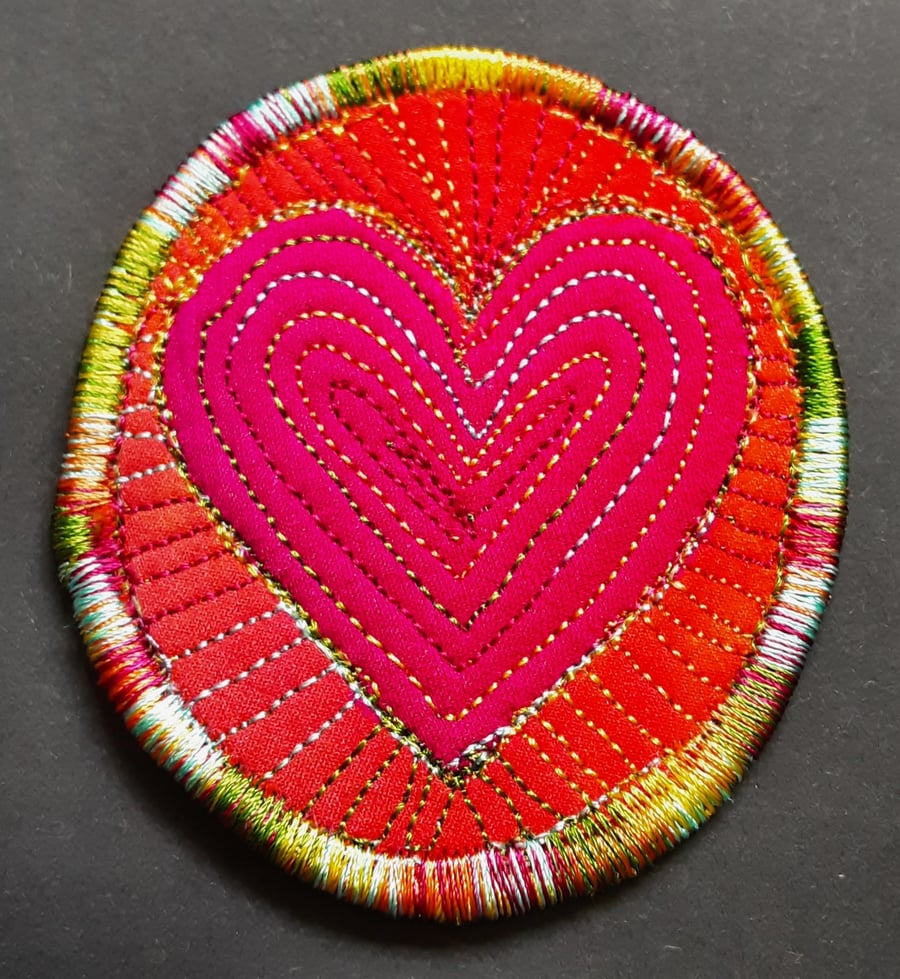 Textile Brooch Free Machine Embroidery Folksy