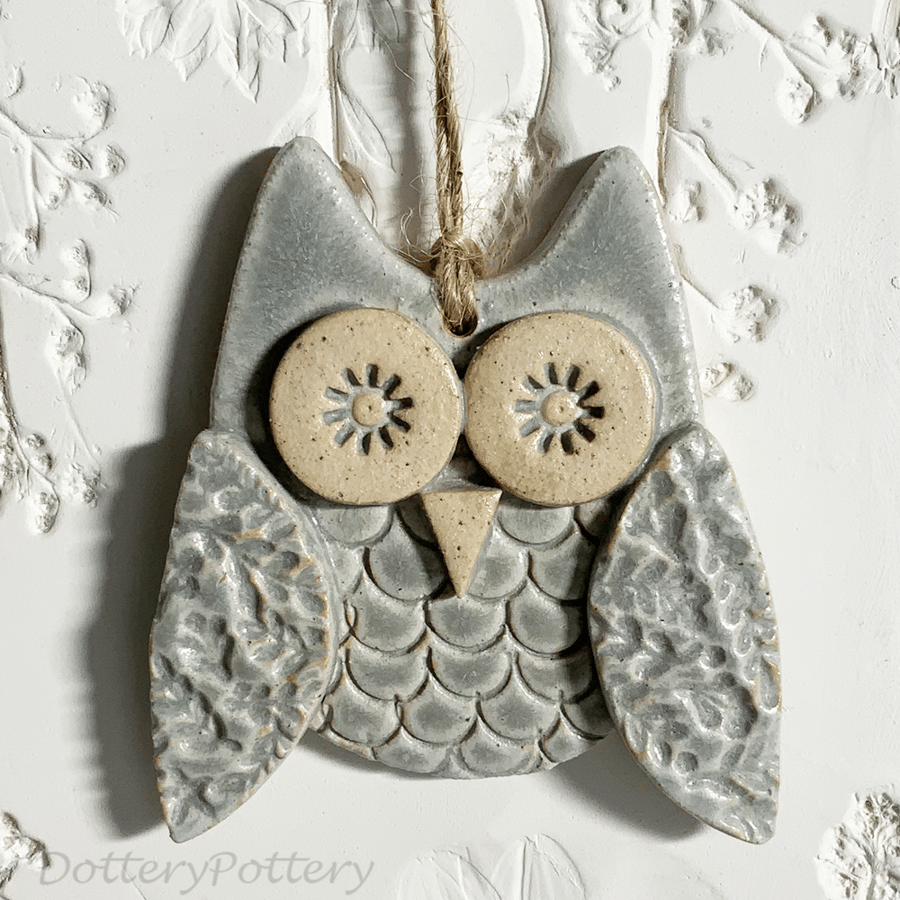Ceramic owl hanging decoration Pottery owl ceramic bird 