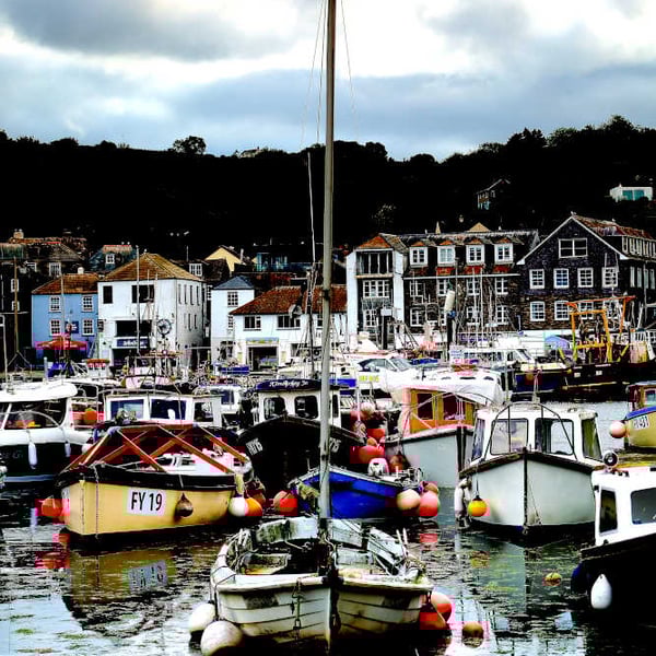 Print of Mevagissey Harbour, Boats Picture Cornwall Photo