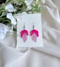 Pink Acrylic Leaf Earrings - Layered Translucent Ombre Dangles - Image 6
