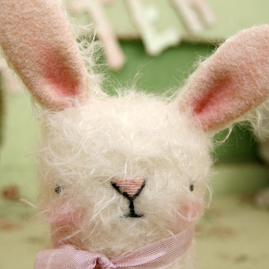 Cute white collectable mohair Easter Bunny Rabbit 