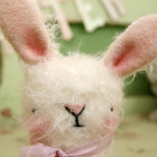 Cute white collectable mohair Easter Bunny Rabbit 