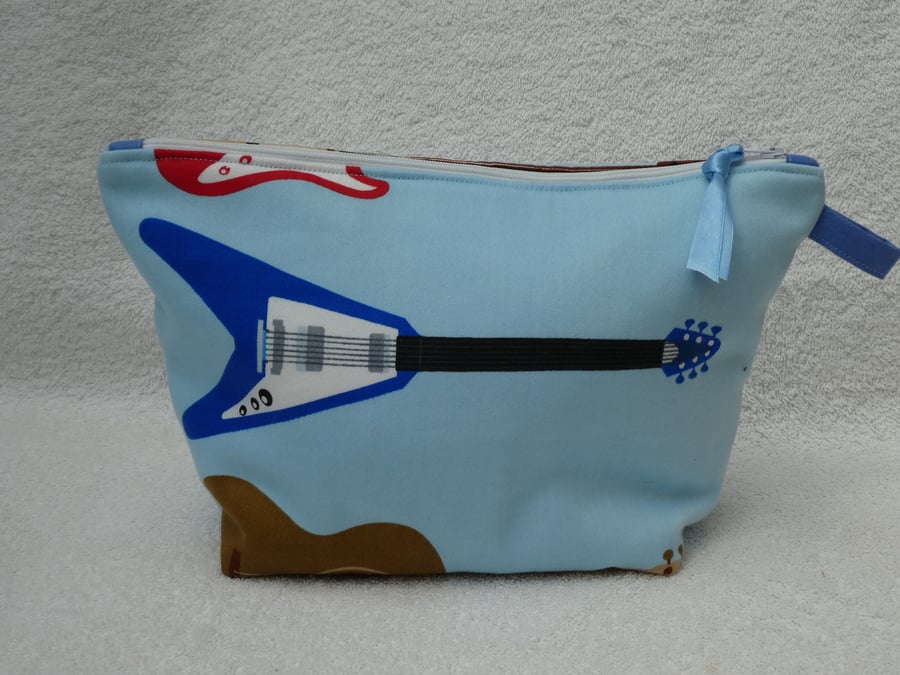 Flying V Guitar Print Project Holder. Lined Purse. Zipped Holdall. Pouch.