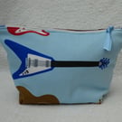 Flying V Guitar Print Project Holder. Lined Purse. Zipped Holdall. Pouch.
