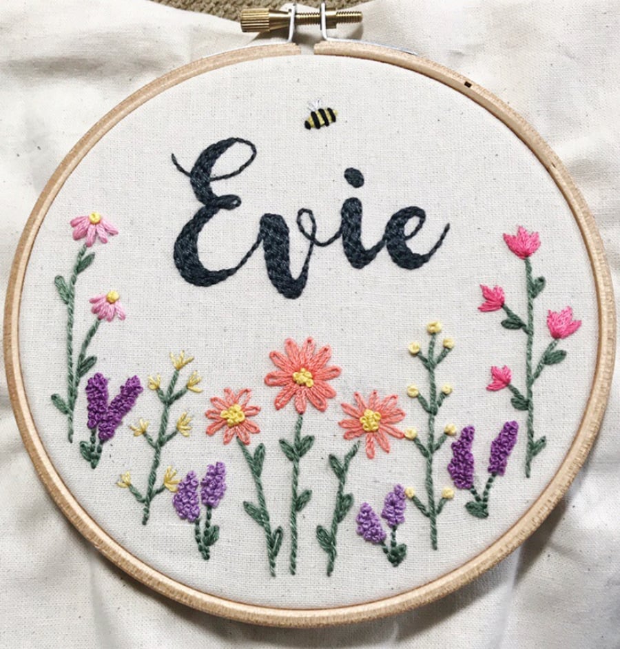 Floral name hoop