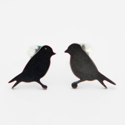 Goldfinch Oxidised Silver Stud Earrings