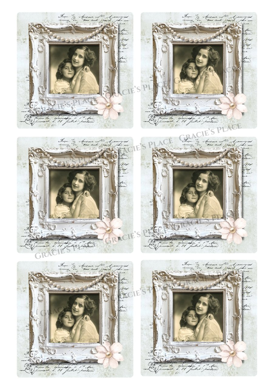 Vintage inspired Mother and daughter digital download ephemera 
