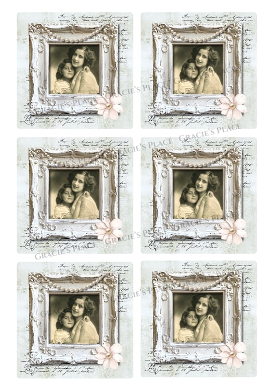 Vintage inspired Mother and daughter digital download ephemera 