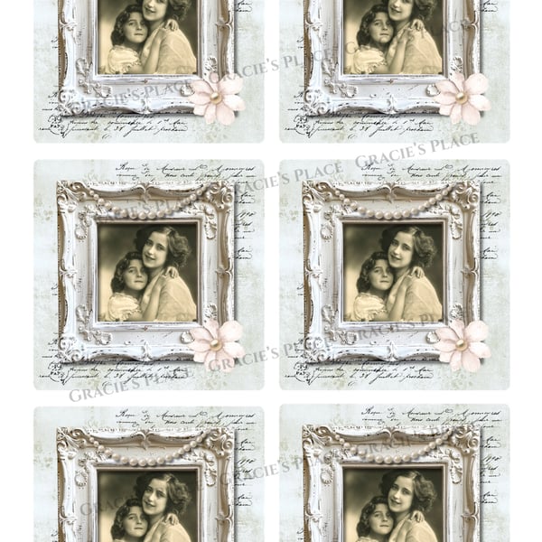 Vintage inspired Mother and daughter digital download ephemera 