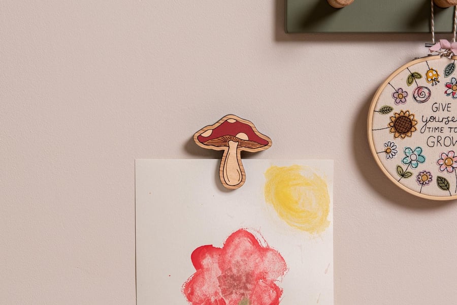 Funky Mushroom Wall Magnet - For Holding Children's Artwork, Posters and Prints.