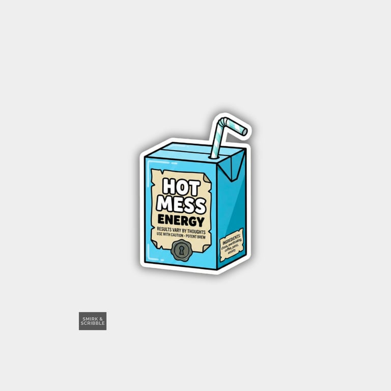 Funny Cheeky Juice Box Sticker For Adults - Hot Mess Energy