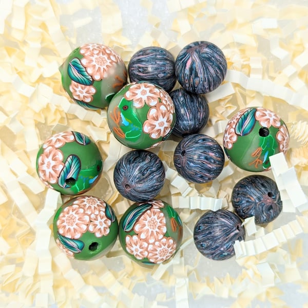 Polymer Clay Nature Frog Beads and Spacers