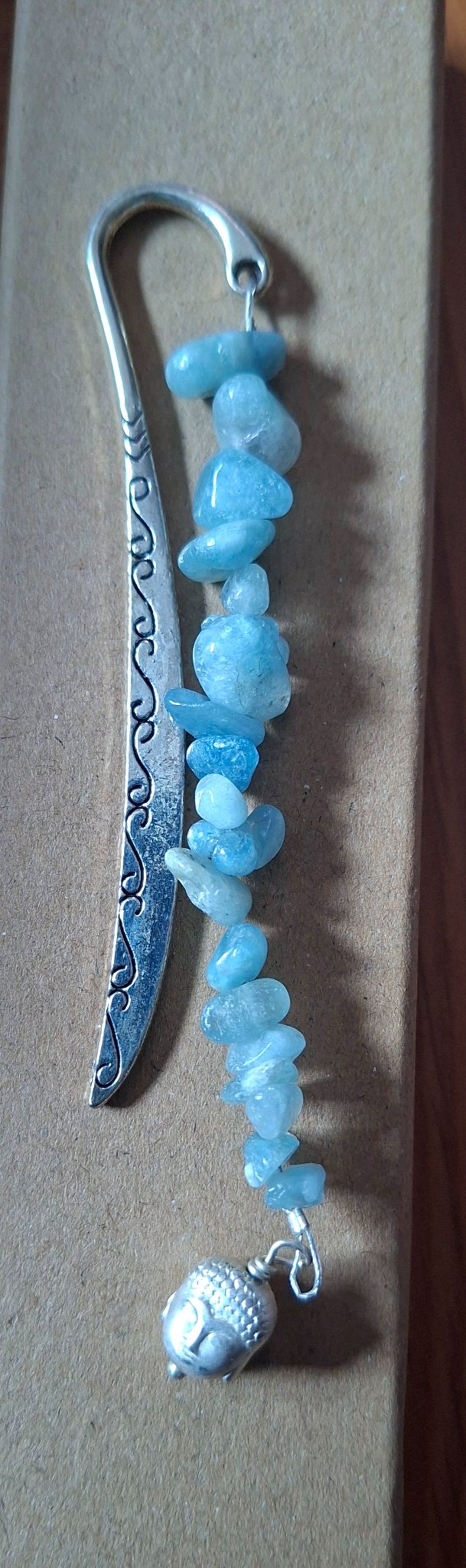 Bhudda and aquamarine hook bookmark