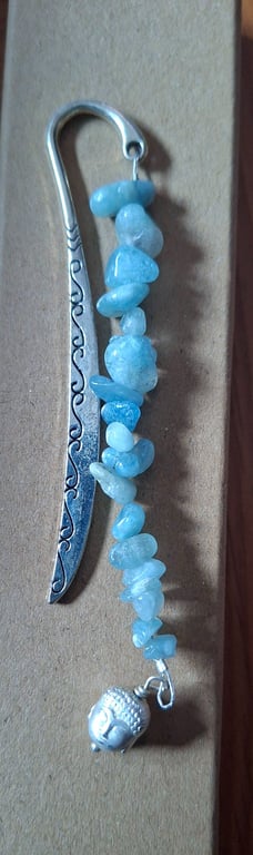 Bhudda and aquamarine hook bookmark