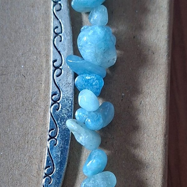 Bhudda and aquamarine hook bookmark